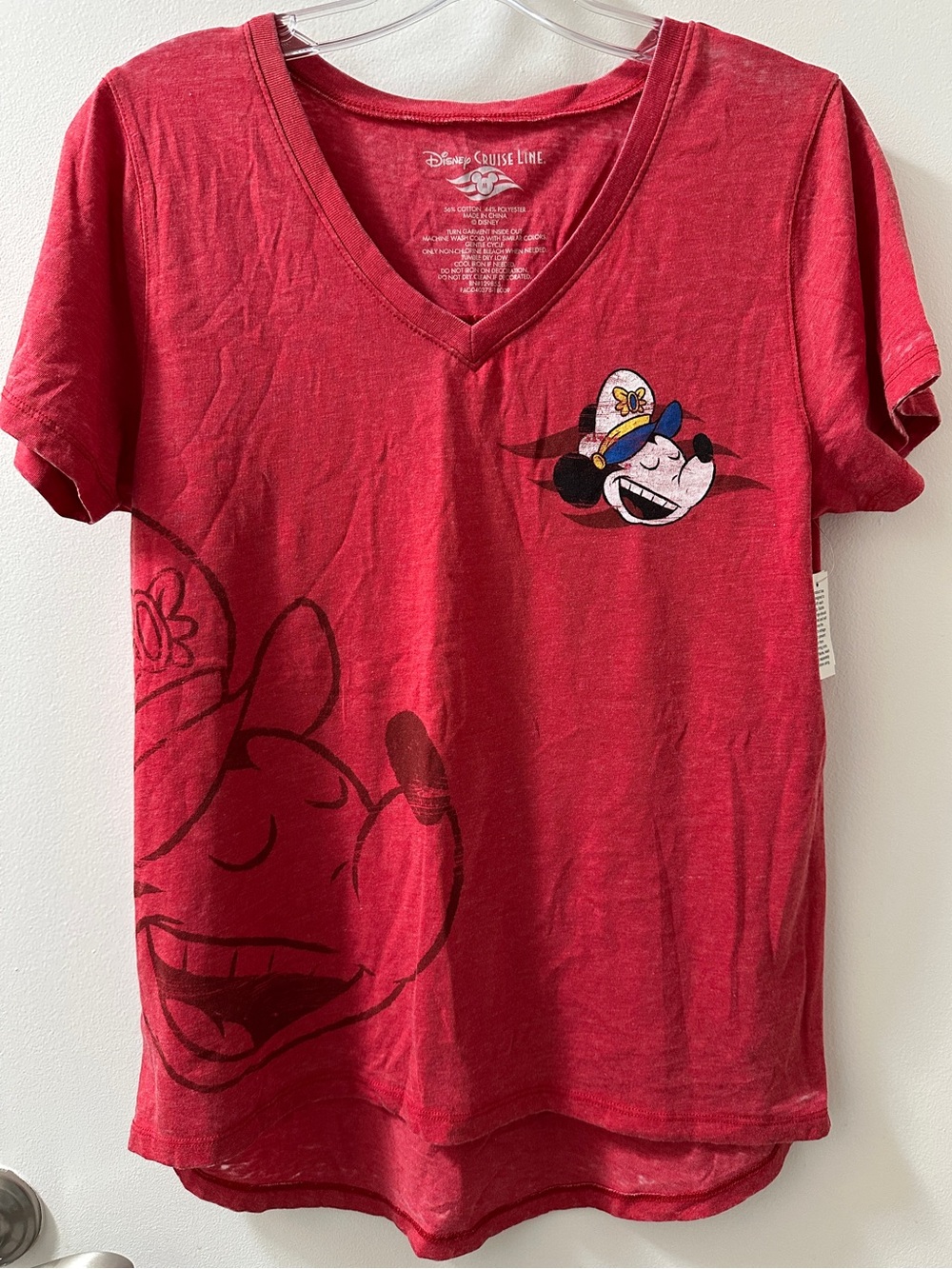 Womens Red Minnie Mouse V-Neck Shirt